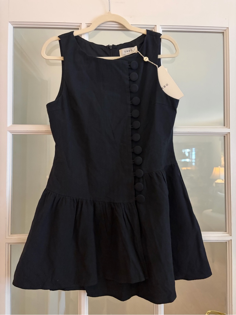 Sabo Black Sleeveless Button-Front Dress